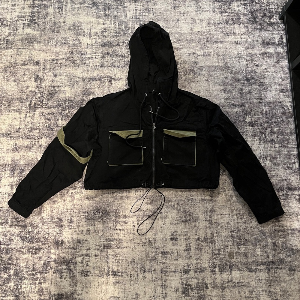 Black Utility Jacket with Hood